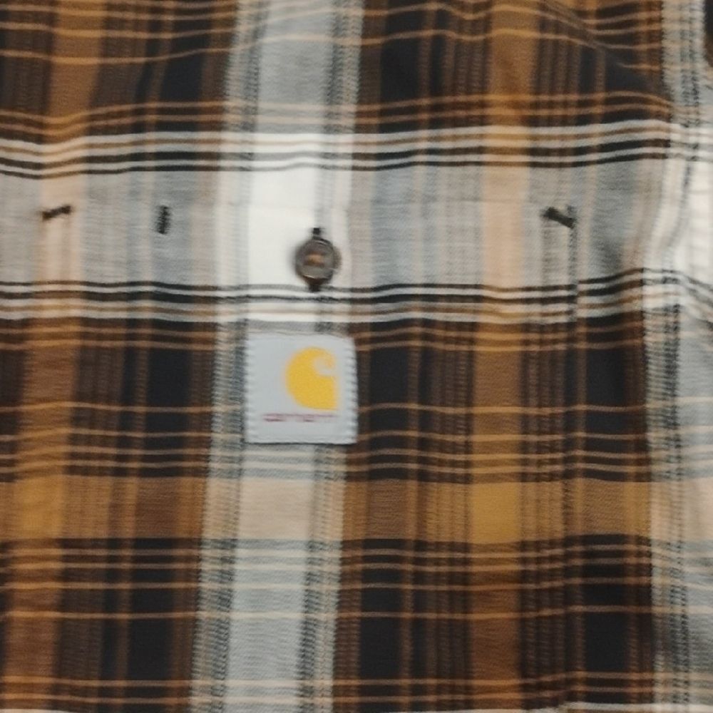 Carhartt Men's Casual Brown and White Plaid Shirt - Picture 4 of 5